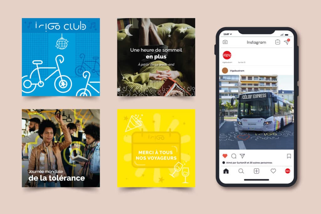 Exemples de posts de réseaux sociaux crées par le studio graphique Sur Ton 31 à Nantes